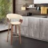 Julyssa Mid-Century Modern Faux Leather And Wood Swivel Bar Or Counter Stool - Cream & Walnut - Counter Height -Elegance Barware 00b5a176 603f 4500 ada7 40ff5fda7145