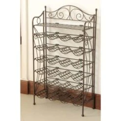 International Caravan Iron 24-bottle Wine Rack With Shelf - Pewter -Elegance Barware 0277e8c6 9448 4e2d 8dc6 137c043c6364