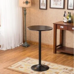 Roundhill Furniture Belham Black Metal Bar Table And Adjustable Swivel Stools 3-piece Set - Black -Elegance Barware 029a0375 57b9 4d6a 8440 26a65bd2c94a