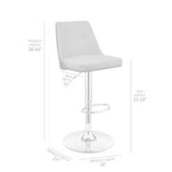 Jacob Adjustable And Swivel Faux Leather And Wood Bar Stool With Metal Base - Cream, Walnut And Chrome -Elegance Barware 02bbf959 8a6b 4bf4 85b0 e39534ef76c8