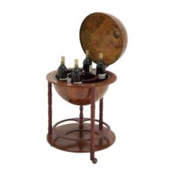 Brown Wood Traditional Wine Storage Glass Globe Cabinet Bar - 22 X 22 X 37 - 22 X 22 X 37 - Brown -Elegance Barware 02d05737 8559 4100 a17a 29905afd457b
