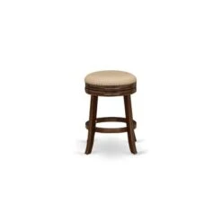 East West Furniture Devers Swivel Backless Barstool 24'' Seat Height And Pu Leather Roast (Color Options Available) - DVS024-112 -Elegance Barware 03202064 c04d 4903 bb71 dd2ef536d934
