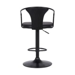 Eagle Adjustable Swivel Barstool In Faux Leather And Metal With Wood Back - Grey & Black -Elegance Barware 032b2f11 73e2 4046 bf72 d90d19bbddf4