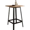 Transitional Square Shaped Wooden Bar Table With Metal Base, Black And Brown -Elegance Barware 03c0353a 7bbf 45ae 9fae eebf28e6d628