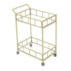 Falon Indoor Modern Bar Cart With Tempered Glass By Christopher Knight Home - N/A - Gold -Elegance Barware 04231bf9 7ea2 42a3 b271 d948136c02b7