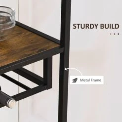 HOMCOM Industrial Wine Rack With 11-Bottles Holder, Free Standing Wine Shelf With Glass Holders, Dark Brown - Rustic Brown -Elegance Barware 04305942 8499 4972 bb63 8edbc27f8725