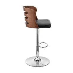 Khalia Adjustable Swivel Faux Leather And Wood Bar Stool With Metal Base - Grey And Black -Elegance Barware 0444bd33 ef4f 4c05 97d1 0377e121552f