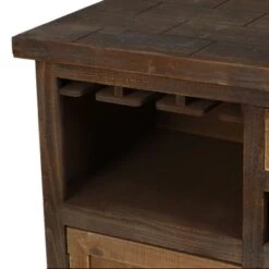 Rustic Wood 1-Drawer 1-Door Wine And Storage Cabinet - Brown -Elegance Barware 0459226a 9cdc 4563 b69d e3caa3d48936