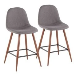 Carson Carrington Stone Walnut Counter Stool (Set Of 20 - Grey Faux Leather -Elegance Barware 04ae0c55 bbc5 4d15 a057 91d3ba77e7e3