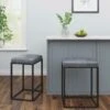 (Set Of 2) Riley Indoor Metal Faux Leather Bar Stools - Grey -Elegance Barware 067f8cd0 8307 457c be96 68b05c979ec8
