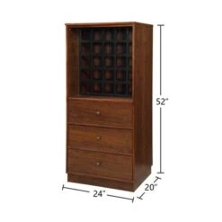 Wooden Wine Cabinet With 3 Drawers - Walnut -Elegance Barware 06a159f3 ec59 4bbc 988f 8156b607faf2