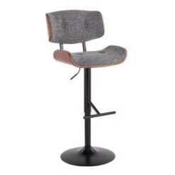 Carson Carrington Leksand Mid-Century Modern Adjustable Bar Stool With Walnut Wood Accents - Teal Noise Fabric -Elegance Barware 06ab4fe3 8df1 4afc b9dc 6e7f010cc7e7