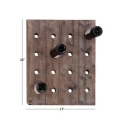 Brown Wood Rustic Farmhouse Wall Peg Wine Rack Collection - 21 X 4 X 25 -Elegance Barware 0758b459 47ef 4f4a 91a6 324eb10aa10b
