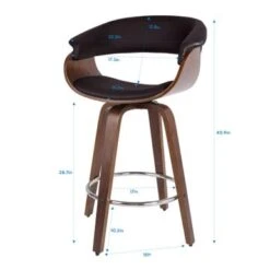 Modern Swivel Bar Stools Upholstered Counter Stools, Set Of 2 - Black/Walnut - Bar Height -Elegance Barware 07b5ad3f b48d 4937 bbb4 c345f408e22e