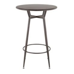 Carbon Loft Barton Industrial Round Bar Table - N/A - Vintage White/Espresso -Elegance Barware 08b09998 9ed5 4c07 bfec 647103ca0519