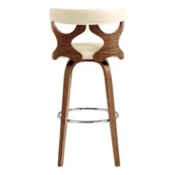 Zenia Modern Faux Leather And Wood Swivel Bar/Counter Stool - Grey & Walnut - Bar Height -Elegance Barware 08d974bb 53a5 498d 945d 56cd181adc74