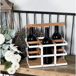 Modern 6-Bottle Wood And Metal Wine Holder - Grey -Elegance Barware 0cf69edc 92f9 4648 a10f d01f9db46115