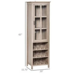 HOMCOM Wine Cabinet Bar Display Cupboard With Glass Door And 3 Storage Compartment For Home Bar - Walnut -Elegance Barware 0dc271b6 ad87 4b56 8b73 4f227d540bf1