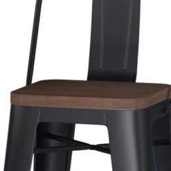 WYNDENHALL Josephine Industrial Metal / Wood Stool (Set Of 2) - Black - Bar Height - 29-32 In.