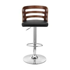 Khalia Adjustable Swivel Faux Leather And Wood Bar Stool With Metal Base - Grey And Black -Elegance Barware 0ececb82 f2ee 4c77 94c8 87e9d9fbc2d4