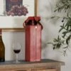 Leather Modern Wine Holder - 5 X 5 X 15 - Red -Elegance Barware 0ed461ed 9ba9 490d a5ef 5114146a68ed