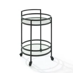 Bailey Round Bar Cart - 21.13x20x32.5 - Steel/Glass - Matte Black -Elegance Barware 0ee451fd eec3 45f0 aa7f 8d69d32058b4