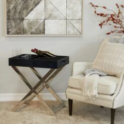 Stainless Steel Modern Wine Holder - 24 X 16 X 26 - Black