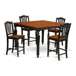 Black & Cherry Finish Natural Rubberwood 5-piece Dining Pub Set -Counter-height Square Table- 4 Chairs(Seat's Type Options) - CHEL5-BLK-C -Elegance Barware 0f9e01c3 2e1b 4668 ac7f 131afb50d71f