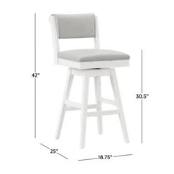 Hillsdale Furniture Clarion Wood And Upholstered Swivel Stool, Sea White - Sea White - Counter Height - 23-28 In. -Elegance Barware 0fa40cf5 6b5b 4856 8662 1381f250d846