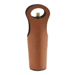 Curata Caramel Leatherette Wine Tote - Brown