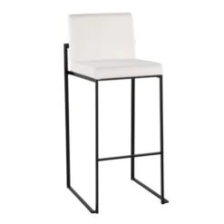 Silver Orchid Forrest High Back Bar Stool - Set Of 2 - White Velvet & Black