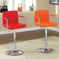 Leatherette And Metal Bar Stool - Grey -Elegance Barware 121794cf 433f 40cf 8d4a 109ddaec17e6