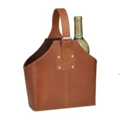 Leather 2 Bottle Wine Holder With Carrying Handle - Dark Blue - 5.65 X 10.25 X 13.30 -Elegance Barware 12fc5c6b 5518 49c5 9ec7 db2b11cbf397