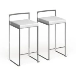 Silver Orchid Forrest Stainless Steel Stackable Counter Stool (Set Of 2) - Camel Faux Leather -Elegance Barware 13425c8c cccb 40bb 9e0c 2543e59d0838