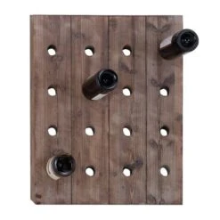 Brown Wood Rustic Farmhouse Wall Peg Wine Rack Collection - 21 X 4 X 25 -Elegance Barware 139c26a7 9b09 42c3 b775 5fd8c484817c