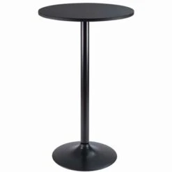 Homall Bistro Pub Table Round Bar Height Cocktail Table Metal Base MDF Top Obsidian Table With Black Leg 23.8inch Top - White -Elegance Barware 13d8ab5b f266 4f9f 8de0 c001202d2c77