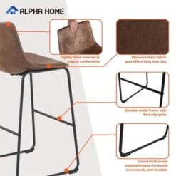 Carbon Loft Aube Vintage Faux Leather Bar Stools (Set Of 2) - Grey -Elegance Barware 152bd693 6739 4243 b787 62eea503e60b