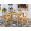East West Furniture Solid Wood 5-piece Counter-height Dining Table Pub Set - A Table And Chairs (Seat's Type Options) - CAPB5H-OAK-W -Elegance Barware 15a6bc0b 5d06 4328 a8e8 7c9cb1cba883