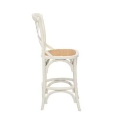 Porthos Home Ziva Counter Stools Set Of 2, Elm Wood With Woven Rattan - Nature -Elegance Barware 15b9f986 994d 4d36 82cc b679e2123d9b