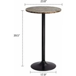 Homall Bistro Pub Table Round Bar Height Cocktail Table Metal Base MDF Top Obsidian Table With Black Leg 23.8inch Top - Walnut -Elegance Barware 15d759ff 803e 49d3 9ef3 ab08835d67aa