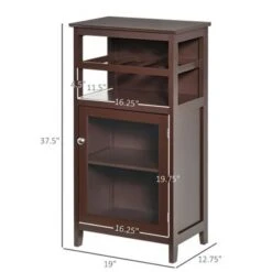 HOMCOM Wine Storage Cabinet With 4 Bottle Wine Rack, Open Shelf, Acrylic Door Cabinet With Adjustable Shelf - 19" L X 12.75" D X 37.5" - Espresso -Elegance Barware 15fe8611 5651 4b5a 9e08 3c350b76eb5a