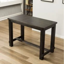 Roundhill Furniture Lotusville 7-PC Antique Black Wood Table With Faux Leather Barstools - Grey -Elegance Barware 169d55ef 4864 44c9 858e 4b48b59c7fad