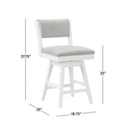 Hillsdale Furniture Clarion Wood And Upholstered Swivel Stool, Sea White - Sea White - Counter Height - 23-28 In. -Elegance Barware 16d01db9 9bcc 4367 a86c 3f5eefd9ac06