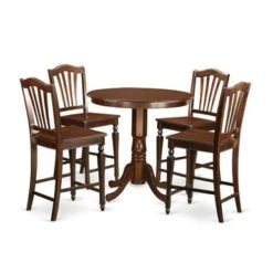 East West Furniture 5-pc. Dining Set- A Kitchen Table And 4 Dining Chairs With Slatted Back In Mahogany Finish(Seat Type Option) - JACH5-MAH-W -Elegance Barware 171df2c5 6dae 4bb7 bf9c 24dd37830211