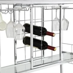 Chrome Wine Rack Silver Modern Glass Metal Frame Wine Storage - Chrome -Elegance Barware 171e4051 0a8a 457c b7d5 edc74387d359