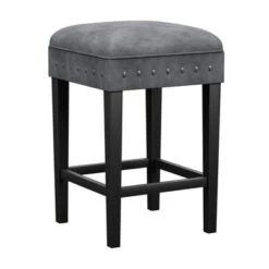 Hillsdale Furniture Cassidy Wood And Upholstered Counter Height Backless Stool - 26.25H X 16W X 16D - Black And Blue -Elegance Barware 171f11af 443b 476a a0e0 67d7c67889ad