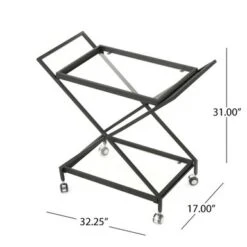 Sherianne Industrial Tempered Glass Bar Cart By Christopher Knight Home - N/A - Black -Elegance Barware 17828403 1beb 493a 84ab 1fc1ea9f4f4e