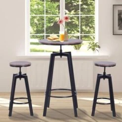 Carbon Loft Jumenta 3-piece Adjustable Industrial Indoor Bistro Set - Black