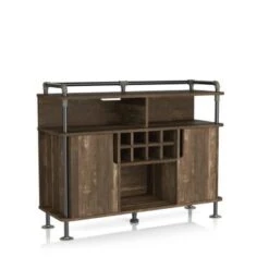 DH BASIC Rustic Iron 7-Shelf And 8-Bottle Wine Cabinet By Denhour - Reclaimed Oak -Elegance Barware 18af9146 e6bd 44e6 bc79 1831d46590c0