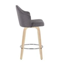 Carson Carrington Valsatra Fixed-Height Upholstered Counter Stool With Wood Legs (Set Of 2) - Light Grey/Natural Wood Legs -Elegance Barware 19b6ede5 fd59 4f10 8a47 95bf4f4932ae